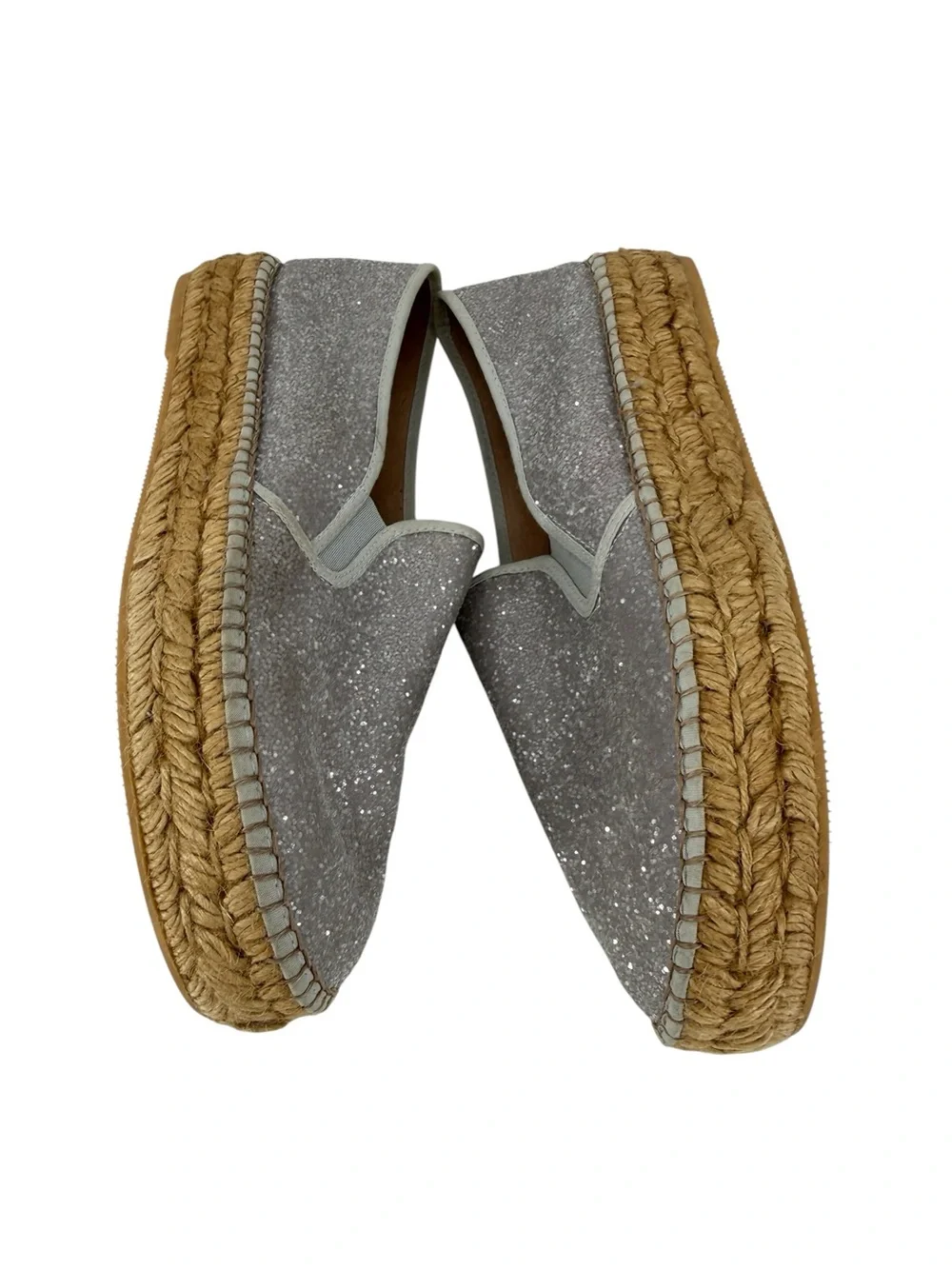 Gaimo Silver Glitter Platform Espadrille Slip On Shoes Made in Spain EU 41 US 10